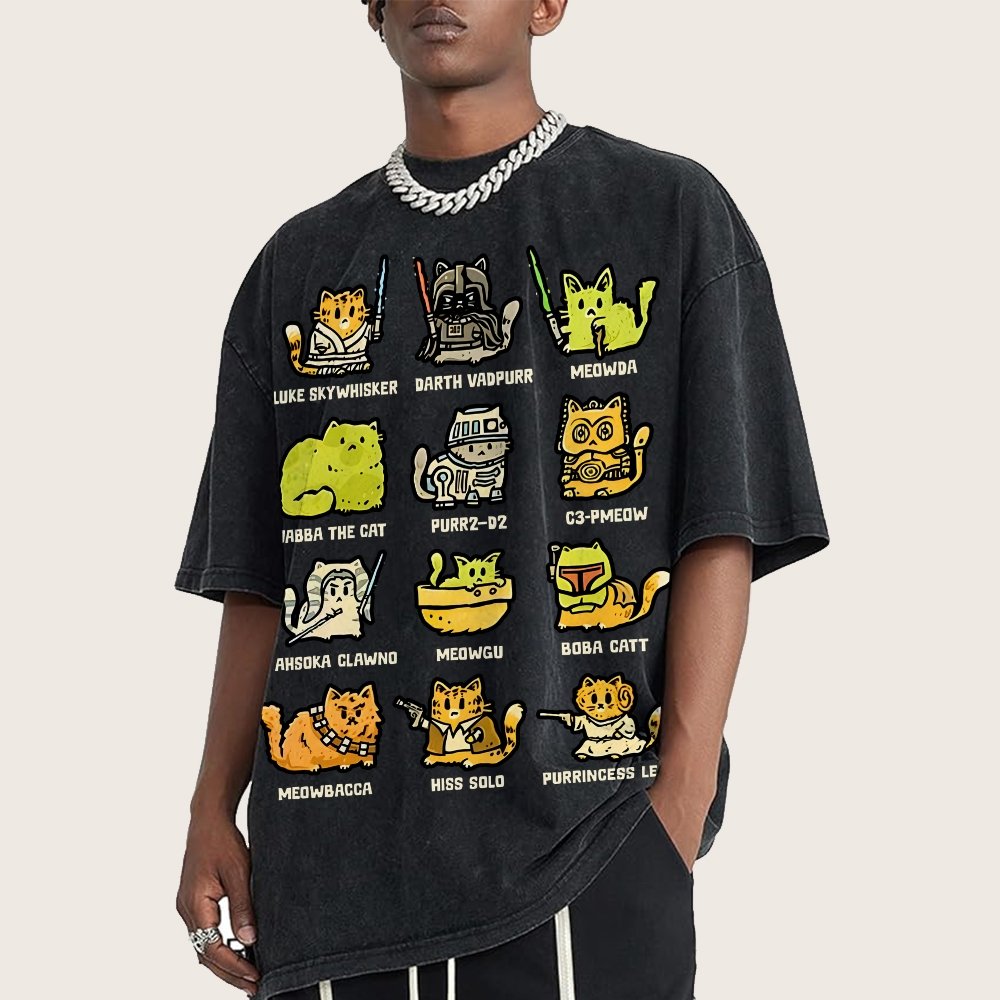 Cats of the Stars Vintage Distressed T-shirt