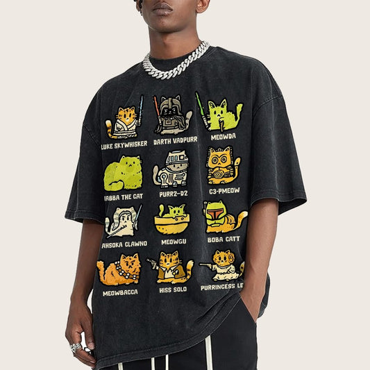 Cats of the Stars Vintage Distressed T-shirt
