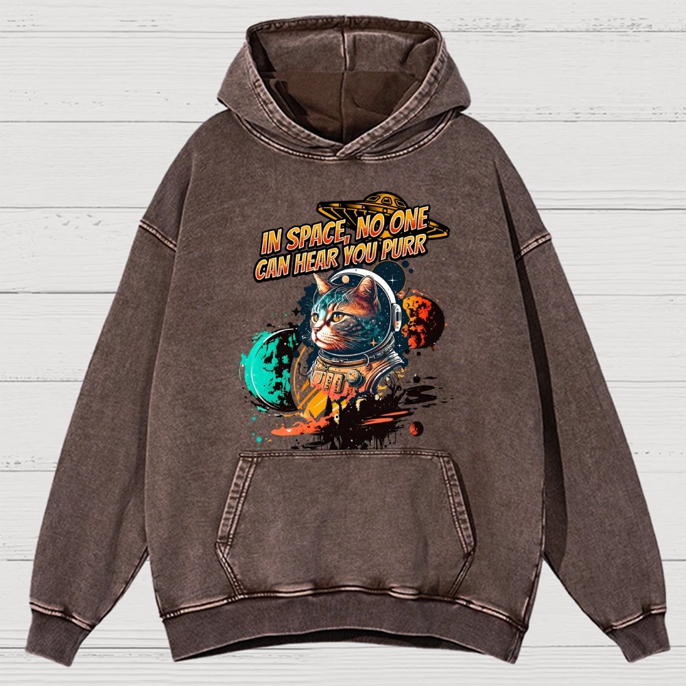 In Space No One Can Hear You Purr Vintage Distressed Hoodie