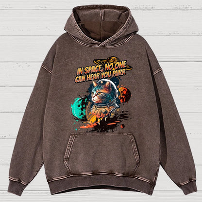In Space No One Can Hear You Purr Vintage Distressed Hoodie