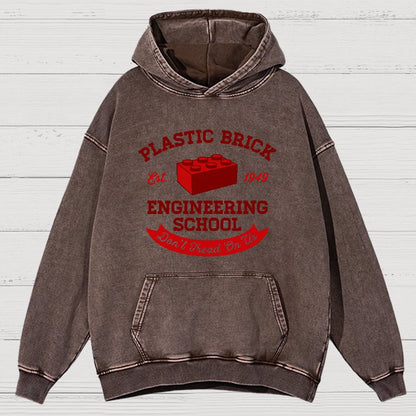 Plastic Brick Engineering School Vintage Distressed Hoodie