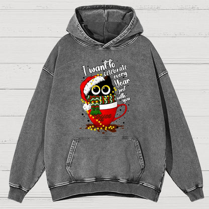 Christmas Cat Vintage Distressed Hoodie