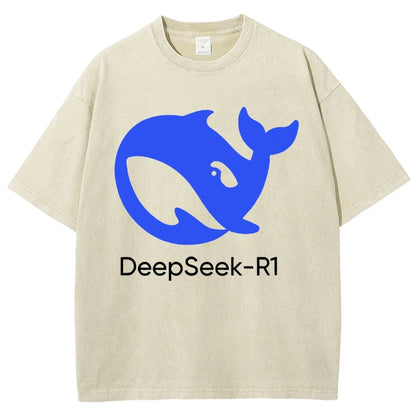 DeepSeek-R1 Icon Vintage Distressed T-shirt