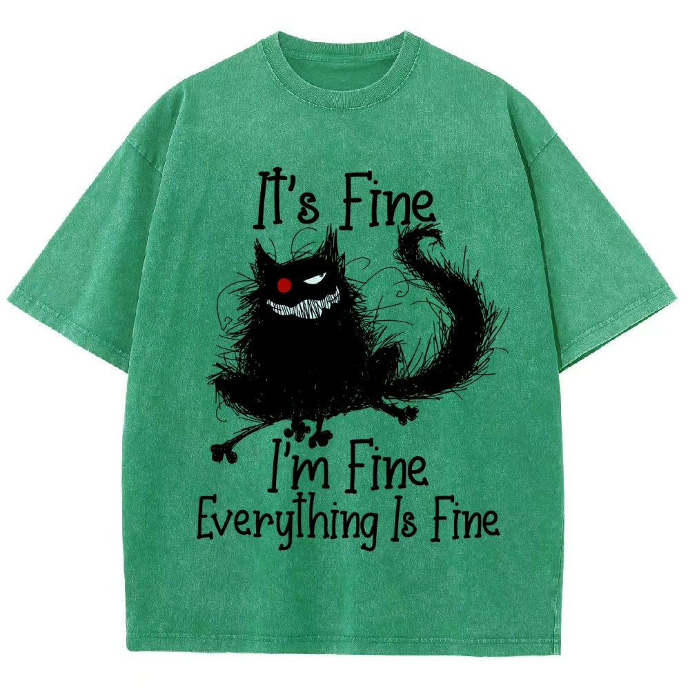 It's fine funny cat Vintage Distressed T-shirt