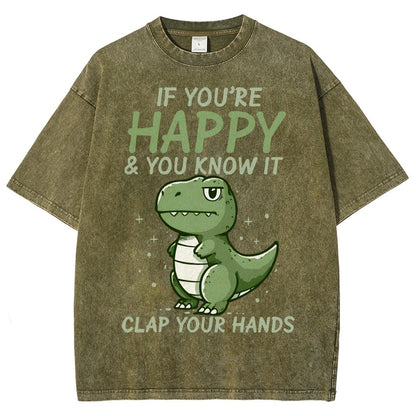 If you are happy clap your... Vintage Distressed T-shirt