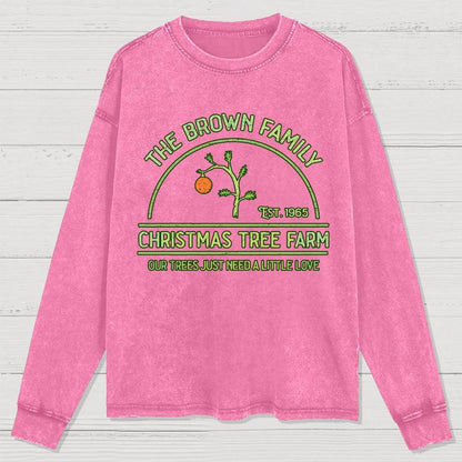 Vintage Christmas Tree Farm Washed Long Sleeve Tee