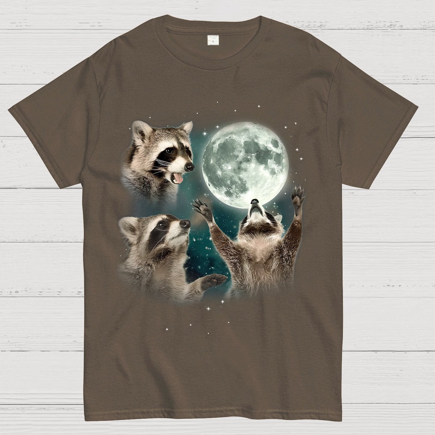 Three Raccoons Moon Geeky T-Shirt