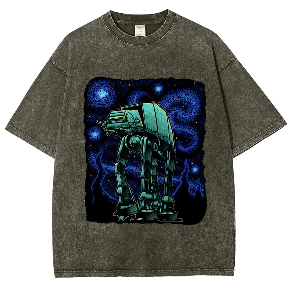 Armored Tank Starry Night Vintage Distressed T-shirt