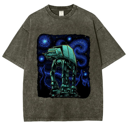 Armored Tank Starry Night Vintage Distressed T-shirt