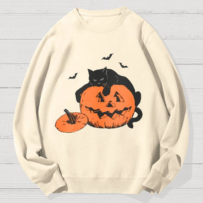 Black Cat Halloween Geek Cotton Sweatshirt