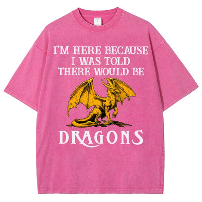 I'm Here Because I Was Told There Would Be Dragons Vintage Distressed T-shirt
