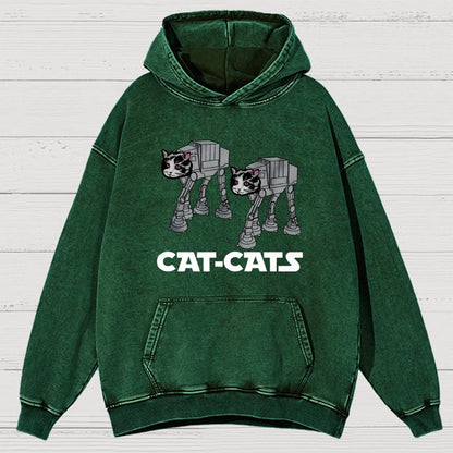 Walking Robot Cat Vintage Distressed Hoodie