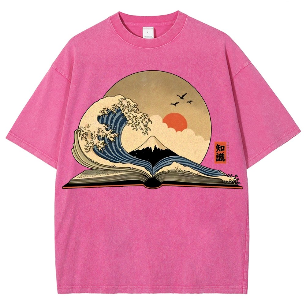 The Great Wave of Knowledge Vintage Distressed T-shirt
