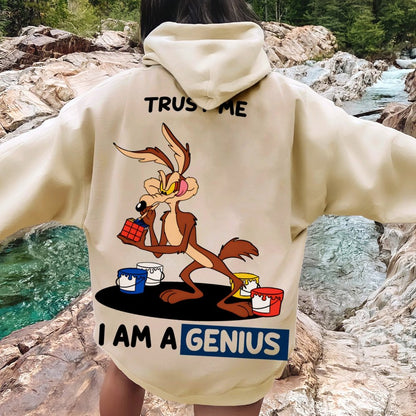 Trust Me I'm a Genius Printed Back Cotton Hoodie