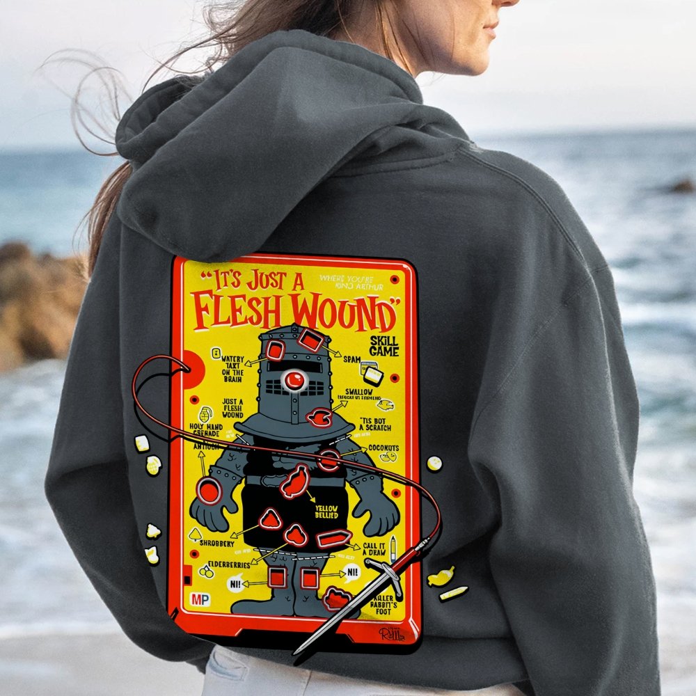 Flesh Wound Skill Game Nerdy Printed Back Cotton Hoodie