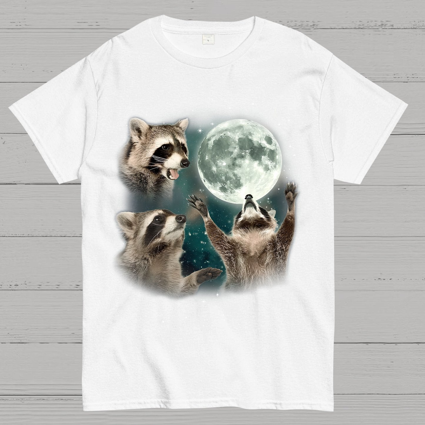 Three Raccoons Moon Geeky T-Shirt