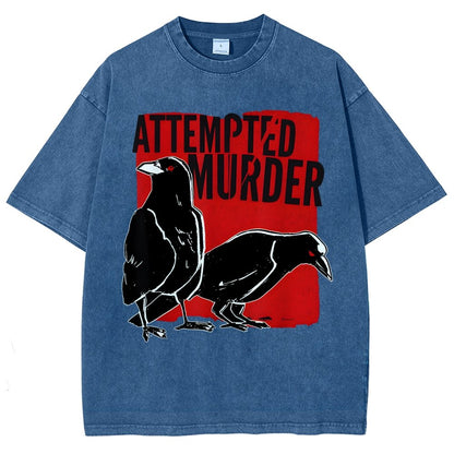 Attempted Murder Crow Vintage Distressed T-shirt