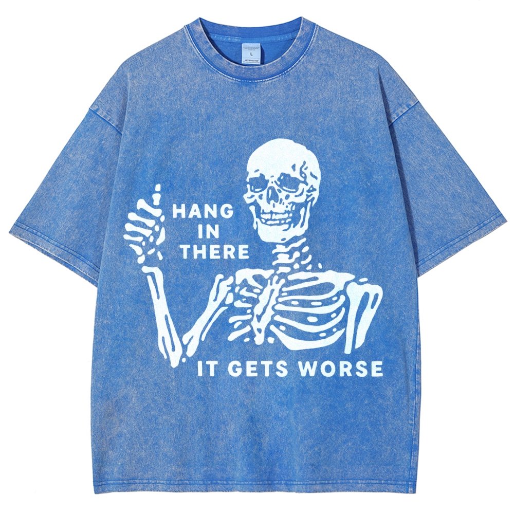 Hang In There Skeleton Vintage Distressed T-shirt