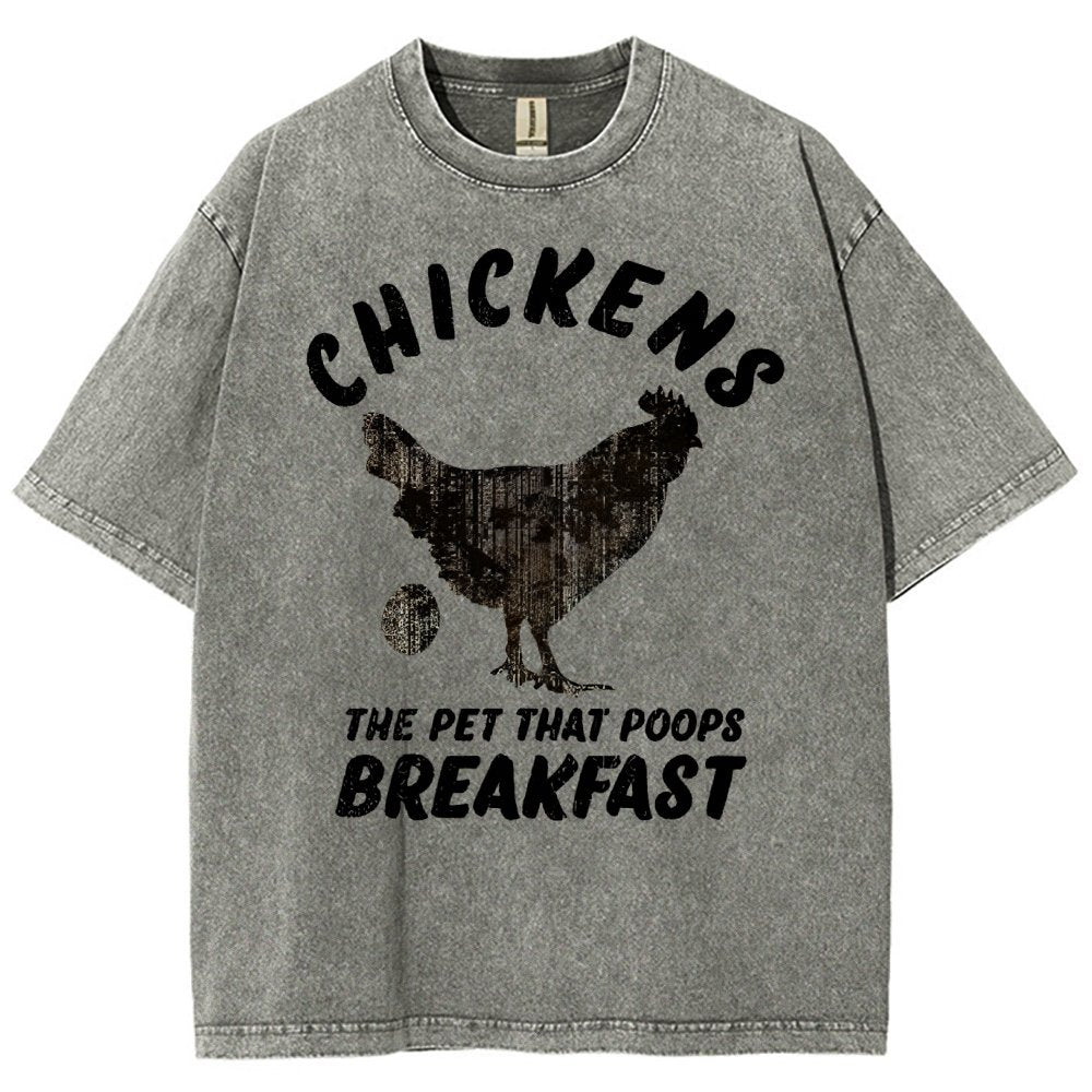 Chickens Poop Breakfast Vintage Distressed T-shirt
