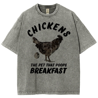 Chickens Poop Breakfast Vintage Distressed T-shirt