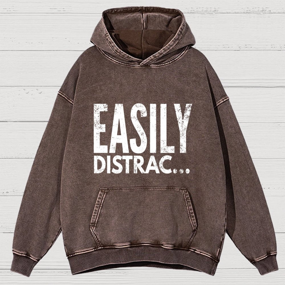 Easily Distrac  Vintage Distressed Hoodie