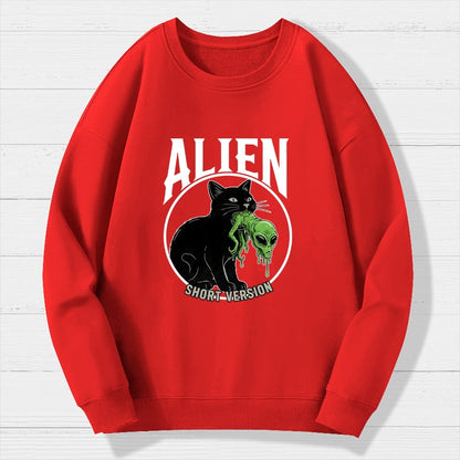 Black Cat Eating Alien Geek Cotton Sweatshirt