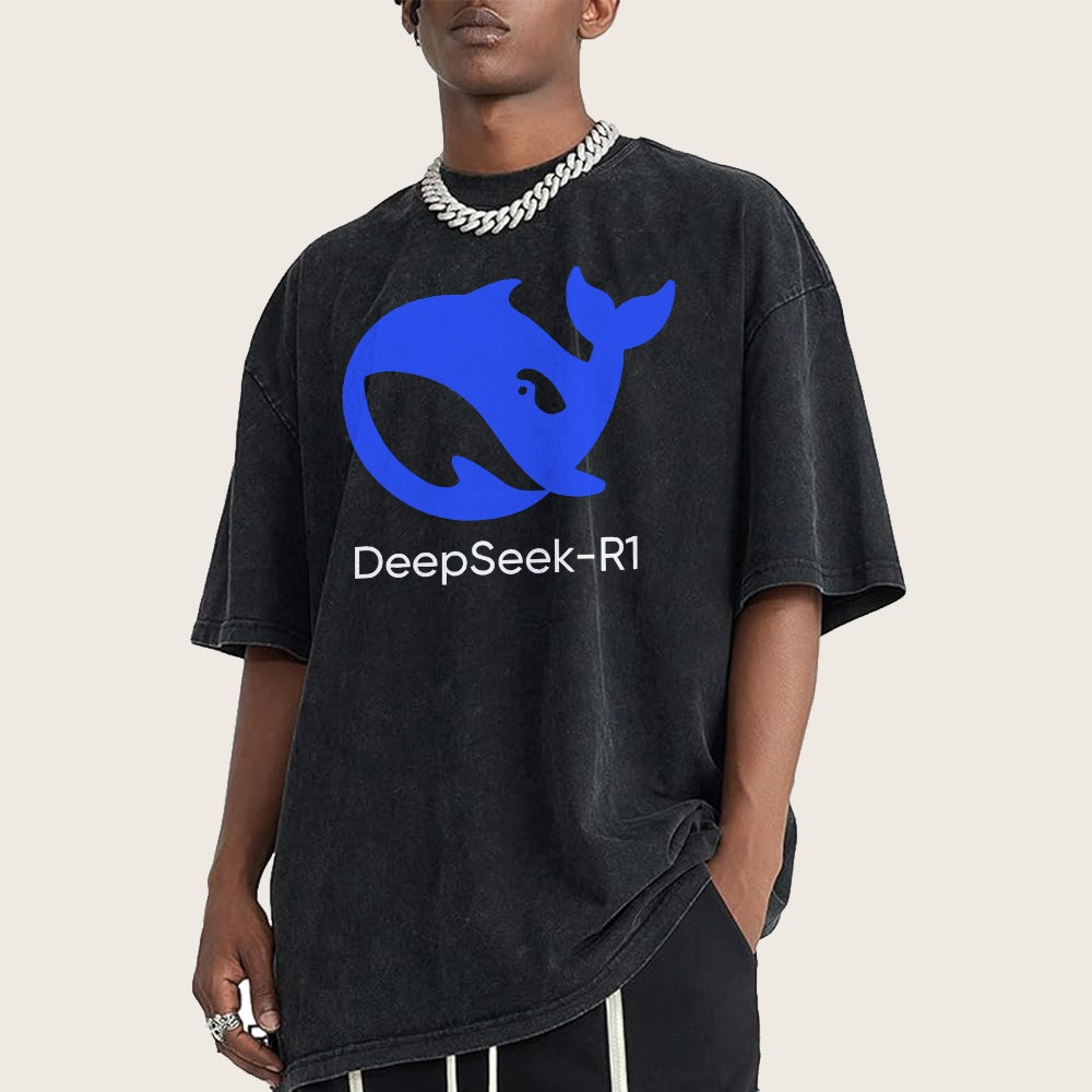 DeepSeek-R1 Icon Vintage Distressed T-shirt