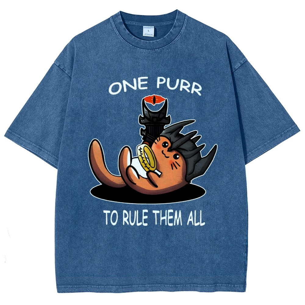 One Purr to Reign Them All Vintage Distressed T-shirt
