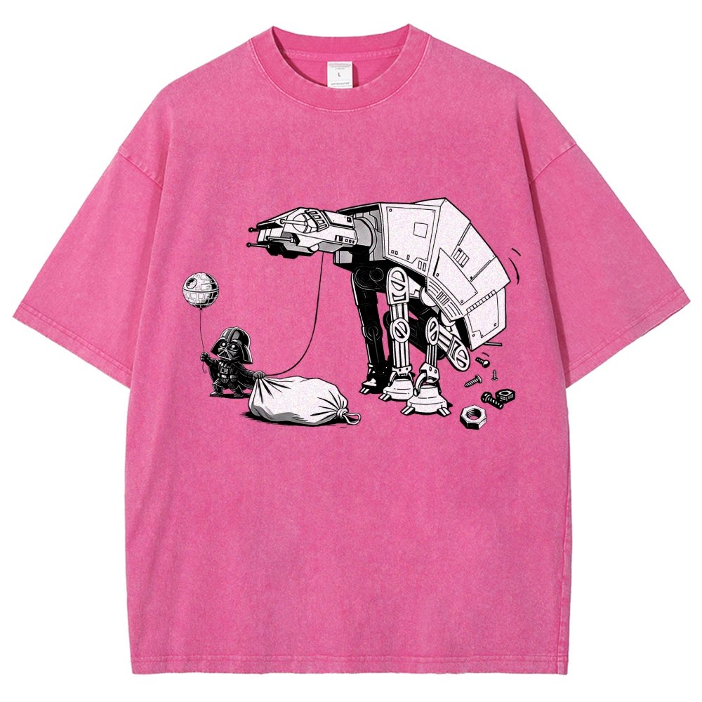 Picking Up Feces With A Huge Poop Bag Empire Robot Dog-Planet Battles Vintage Distressed T-shirt