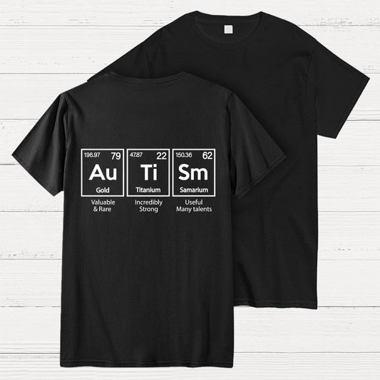 Autism Awareness Elements Periodic Back Printing Geek T-Shirt