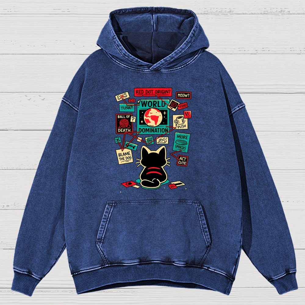 Cat Master Plan Vintage Distressed Hoodie