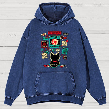 Cat Master Plan Vintage Distressed Hoodie