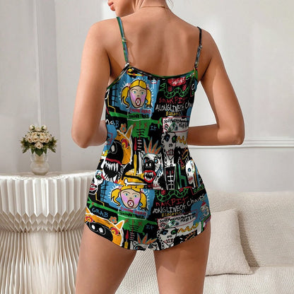 Vintage Graffiti3 Women's Geek Suspender Cami Set