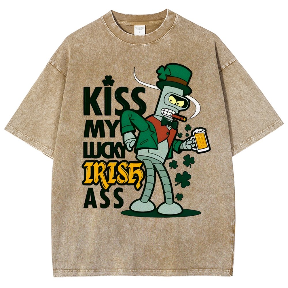 Kiss my Lucky Irish-St. Patrick's Day Vintage Distressed T-shirt