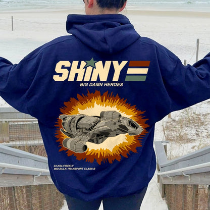 Shiny Heroes Printed Back Cotton Hoodie