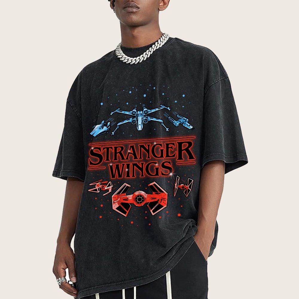 Stranger Wings Vintage Distressed T-shirt