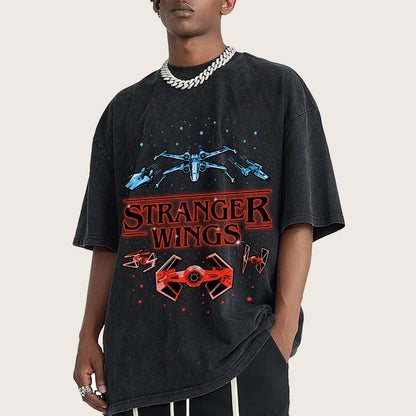 Stranger Wings Vintage Distressed T-shirt