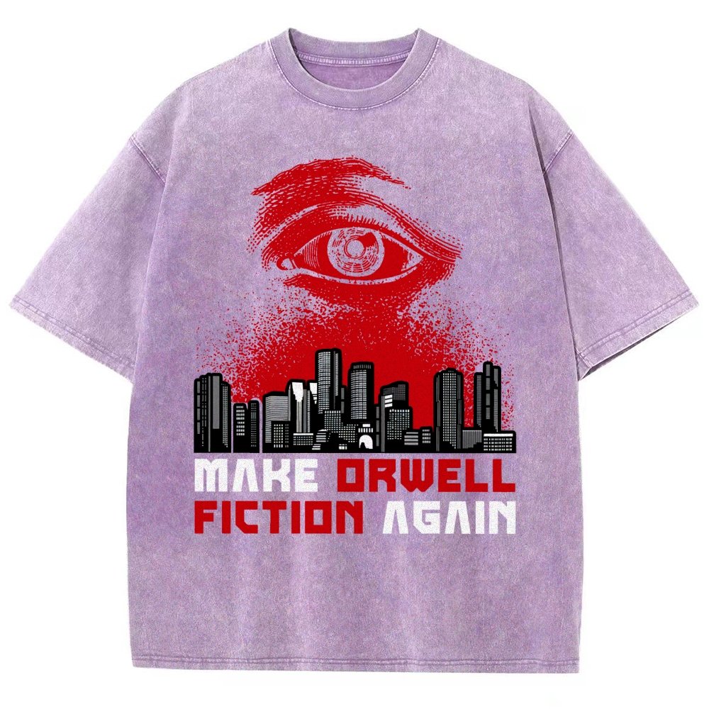 Damen Make Orwell Fiction Again Vintage Distressed T-shirt