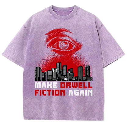 Damen Make Orwell Fiction Again Vintage Distressed T-shirt