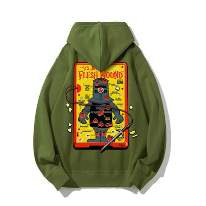 Flesh Wound Skill Game Nerdy Printed Back Cotton Hoodie