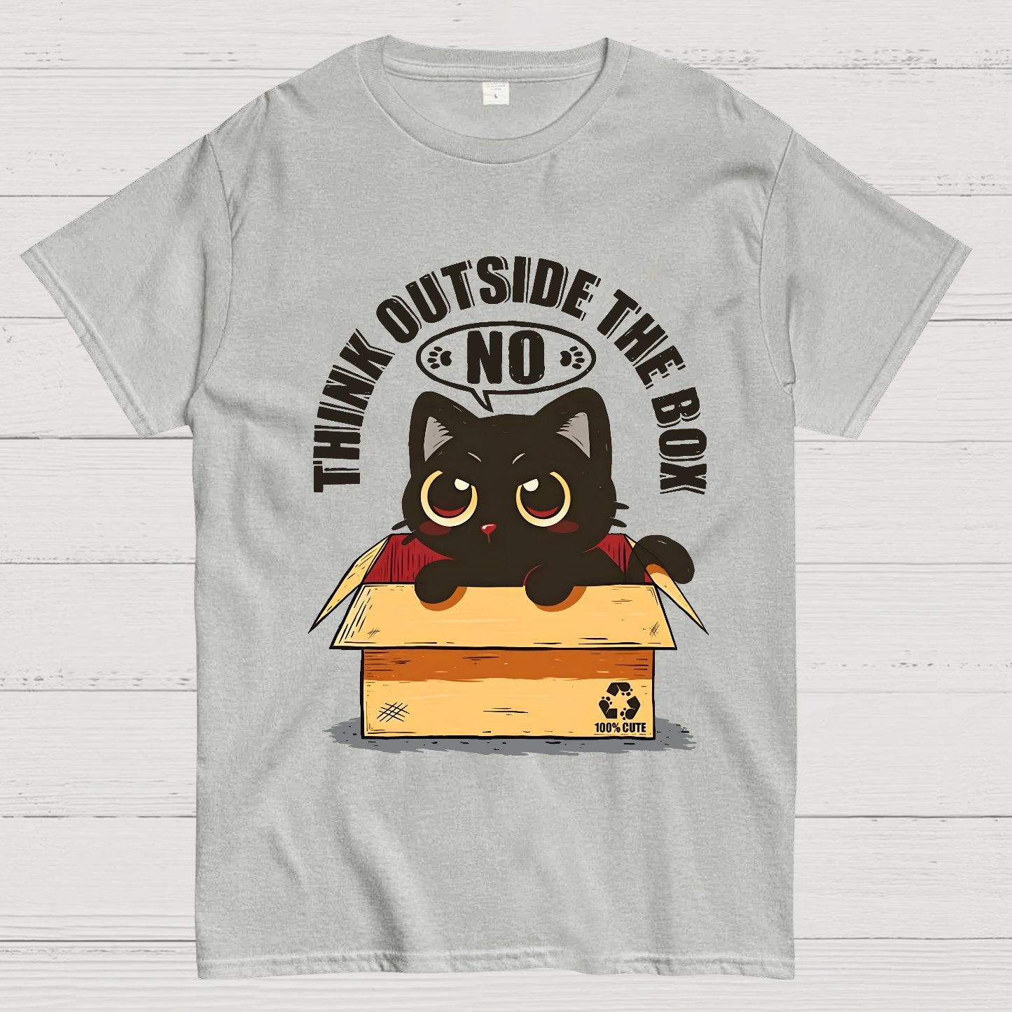 Cat THink Outside In A Box Geek T-Shirt