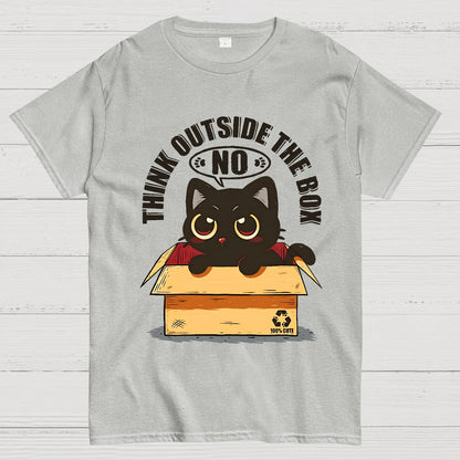 Cat THink Outside In A Box Geek T-Shirt