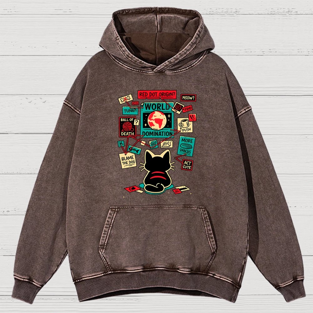Cat Master Plan Vintage Distressed Hoodie