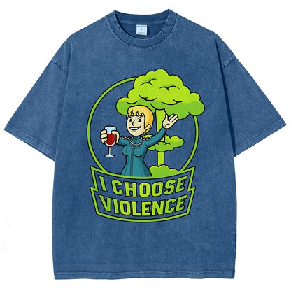 I Choose Violence & Green Atomic Vintage Distressed T-shirt
