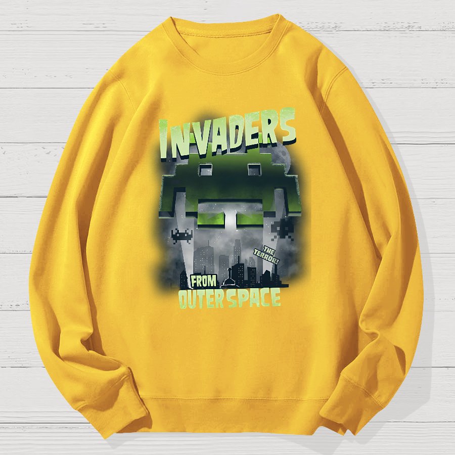 Invaders From Outer Space Geek Cotton Sweatshirt
