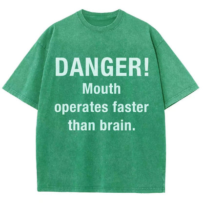 Danger Mouth Works Faster Than Brain Vintage Distressed T-shirt