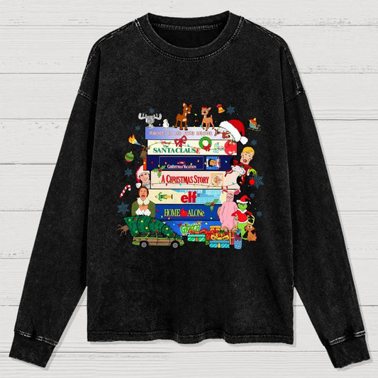 90s Style Christmas Washed Long Sleeve Tee