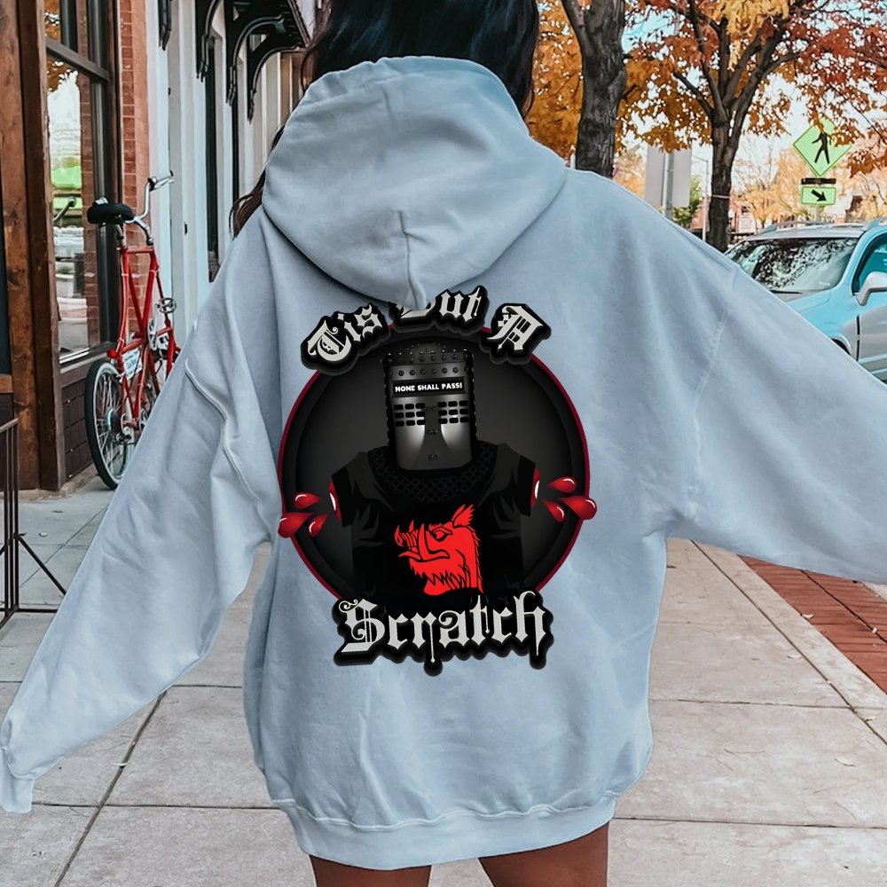 None Shall Pass - Tis But A Scratch Printed Back Unisex Cotton Hoodie