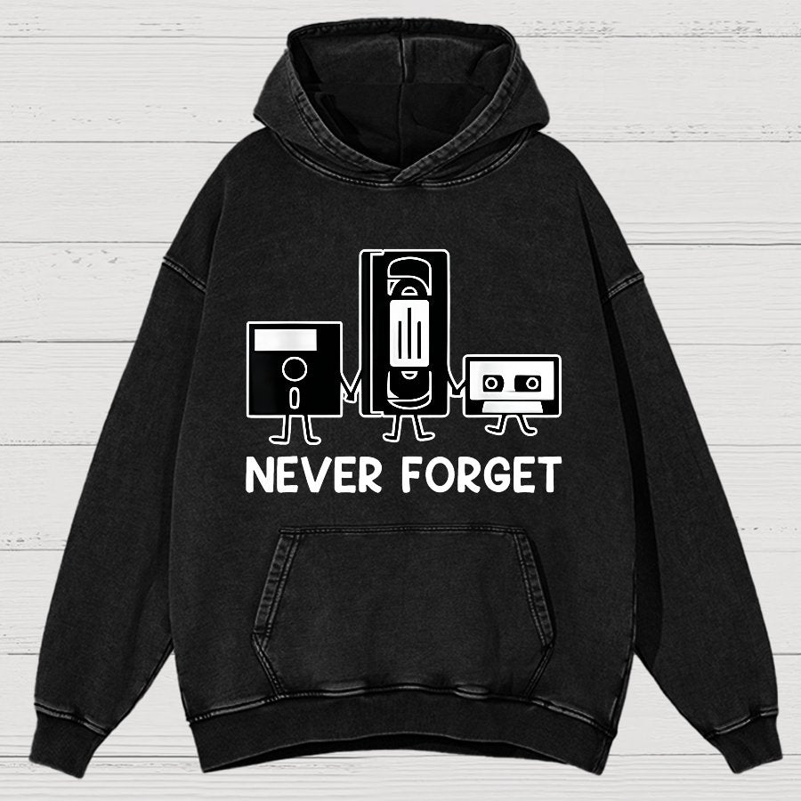 Never Forget Cassette Tape VHS Gamer Old School Funny Vintage Distressed Hoodie