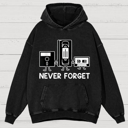 Never Forget Cassette Tape VHS Gamer Old School Funny Vintage Distressed Hoodie